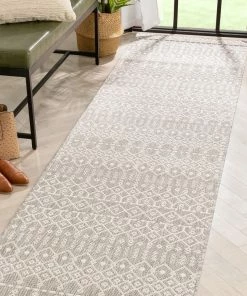 Well Woven Global Nord Moroccan Tribal Indoor Outdoor Light Grey Flatweave Rug