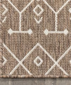 Well Woven Nord Moroccan Tribal Indoor Outdoor Taupe Flatweave Rug