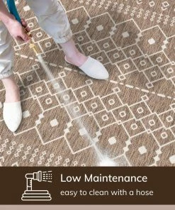 Well Woven Nord Moroccan Tribal Indoor Outdoor Taupe Flatweave Rug