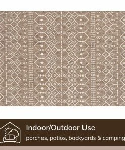 Well Woven Nord Moroccan Tribal Indoor Outdoor Taupe Flatweave Rug