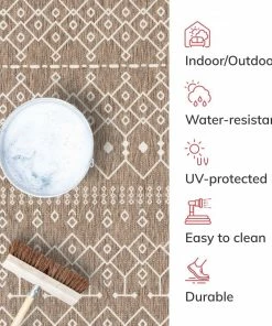 Well Woven Nord Moroccan Tribal Indoor Outdoor Taupe Flatweave Rug