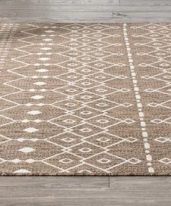 Well Woven Nord Moroccan Tribal Indoor Outdoor Taupe Flatweave Rug