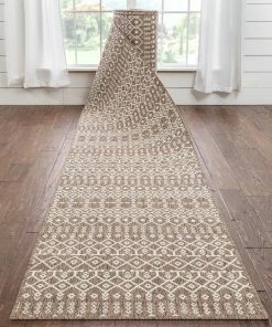 Well Woven Custom Size Runner Nord Nordic Lattice Pattern Taupe 31 Inch Wide X Choose Your Length Hallway Indoor/Outdoor Runner Rug