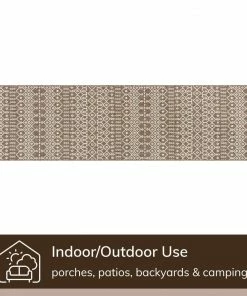 Well Woven Nord Moroccan Tribal Indoor Outdoor Taupe Flatweave Rug