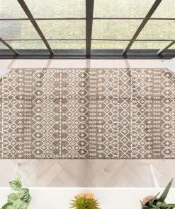 Well Woven Nord Moroccan Tribal Indoor Outdoor Taupe Flatweave Rug
