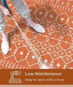 Well Woven Global Nord Moroccan Tribal Indoor Outdoor Orange Flatweave Rug