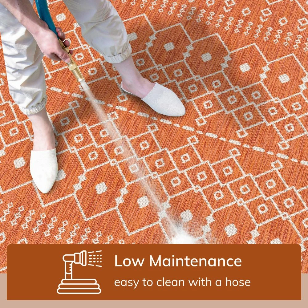 Well Woven Global Nord Moroccan Tribal Indoor Outdoor Orange Flatweave Rug 2 Well Woven Global Nord Moroccan Tribal Indoor Outdoor Orange Flatweave Rug