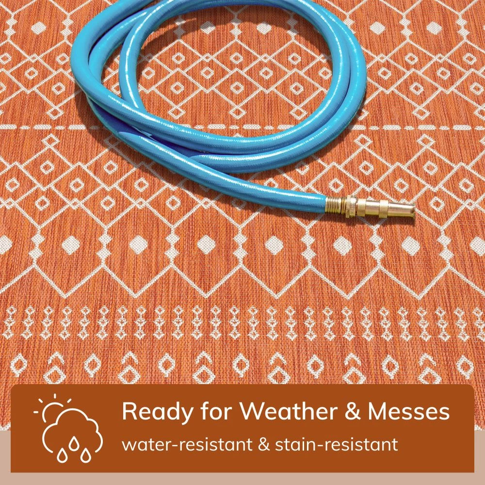 Well Woven Global Nord Moroccan Tribal Indoor Outdoor Orange Flatweave Rug 3 Well Woven Global Nord Moroccan Tribal Indoor Outdoor Orange Flatweave Rug