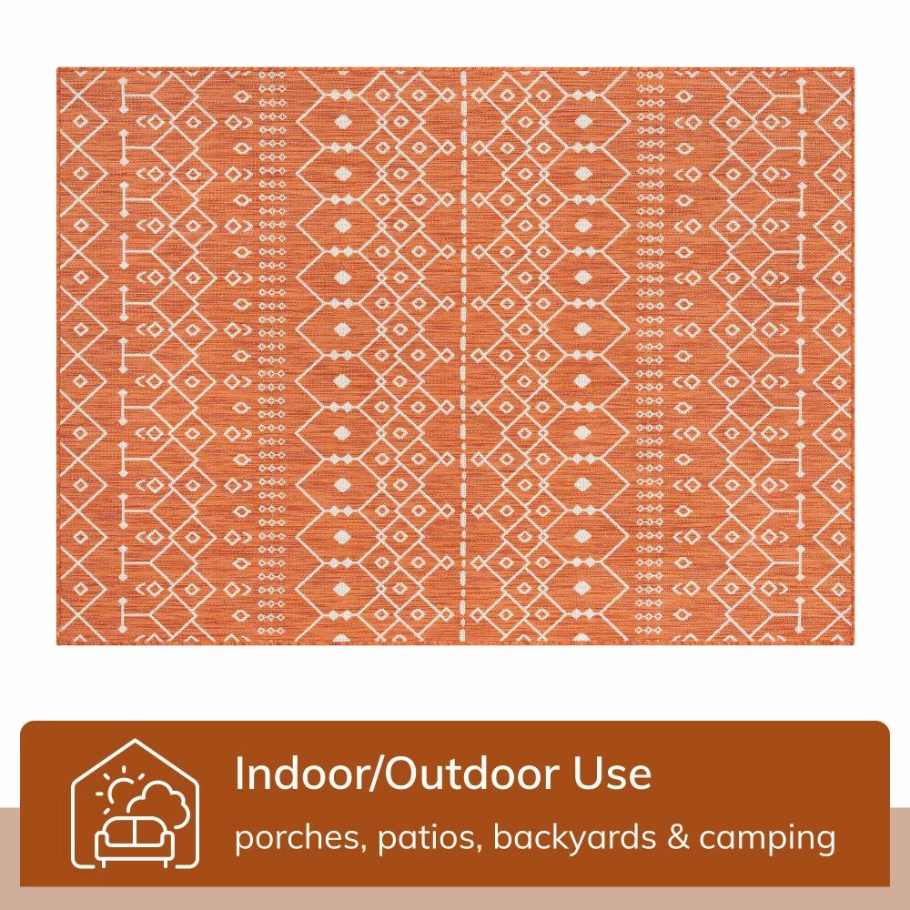Well Woven Global Nord Moroccan Tribal Indoor Outdoor Orange Flatweave Rug 4 Well Woven Global Nord Moroccan Tribal Indoor Outdoor Orange Flatweave Rug