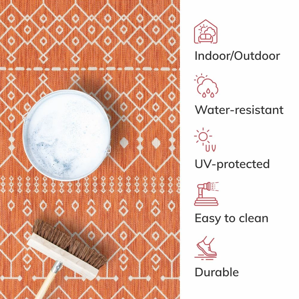 Well Woven Global Nord Moroccan Tribal Indoor Outdoor Orange Flatweave Rug 6 Well Woven Global Nord Moroccan Tribal Indoor Outdoor Orange Flatweave Rug