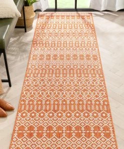 Well Woven Global Nord Moroccan Tribal Indoor Outdoor Orange Flatweave Rug 24 Well Woven Global Nord Moroccan Tribal Indoor Outdoor Orange Flatweave Rug