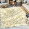 Well Woven Linden Modern Stripes Indoor/Outdoor Yellow Flat-Weave Rug