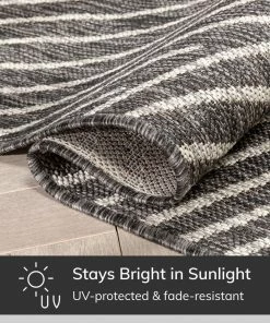 Well Woven Linden Modern Striped Black Indoor/Outdoor Rug