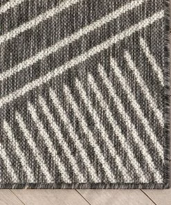 Well Woven Linden Modern Striped Black Indoor/Outdoor Rug