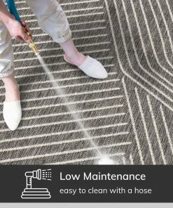 Well Woven Linden Modern Striped Black Indoor/Outdoor Rug