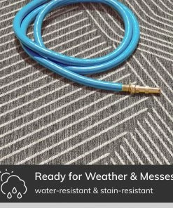 Well Woven Linden Modern Striped Black Indoor/Outdoor Rug