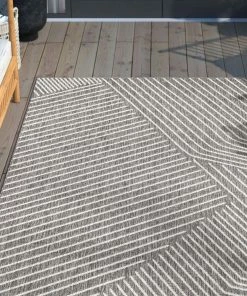 Well Woven Linden Modern Striped Black Indoor/Outdoor Rug