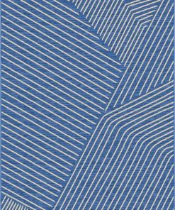 Well Woven Linden Modern Stripes Indoor/Outdoor Blue Flat-Weave Rug