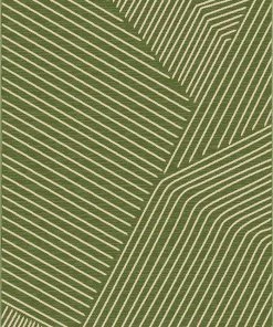 Well Woven Linden Modern Stripes Indoor/Outdoor Green Flat-Weave Rug