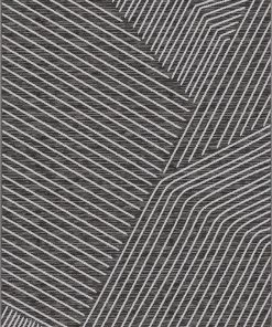 Well Woven Linden Modern Stripes Indoor/Outdoor Grey Flat-Weave Rug