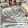Well Woven Alder Modern Stripes Indoor/Outdoor Ivory Grey Flat-Weave Rug