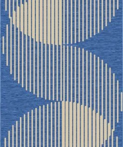 Well Woven Alder Modern Stripes Indoor/Outdoor Blue Flat-Weave Rug