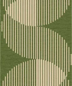 Well Woven Alder Modern Stripes Indoor/Outdoor Green Flat-Weave Rug