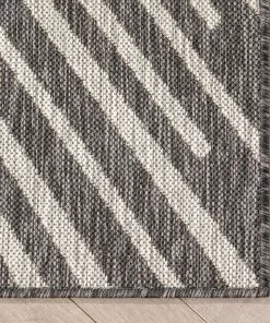 Well Woven Kesia Modern Striped Black Indoor/Outdoor Rug