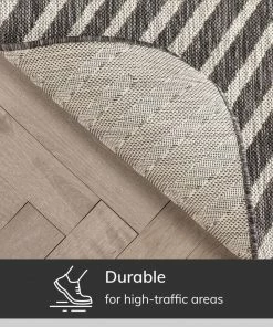 Well Woven Kesia Modern Striped Black Indoor/Outdoor Rug