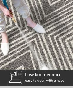 Well Woven Kesia Modern Striped Black Indoor/Outdoor Rug