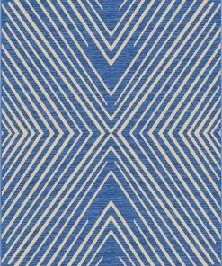 Well Woven Kesia Modern Stripes Indoor/Outdoor Blue Flat-Weave Rug