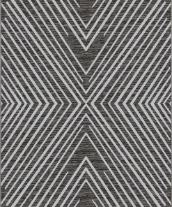 Well Woven Kesia Modern Stripes Indoor/Outdoor Grey Flat-Weave Rug