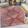 Well Woven Cascade Tribal Diamond Pattern Indoor/Outdoor Red Flat-Weave Rug