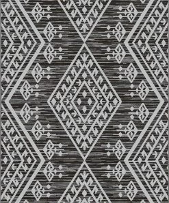 Well Woven Cascade Tribal Diamond Pattern Indoor/Outdoor Grey Flat-Weave Rug
