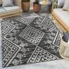 Well Woven Cascade Tribal Diamond Pattern Indoor/Outdoor Grey Flat-Weave Rug