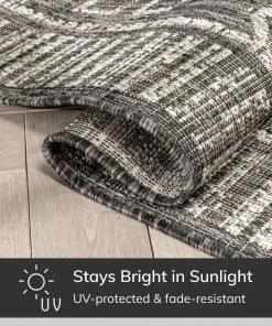 Well Woven Global Quay Tribal Diamond Black Indoor/Outdoor Rug