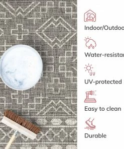 Well Woven Global Quay Tribal Diamond Black Indoor/Outdoor Rug