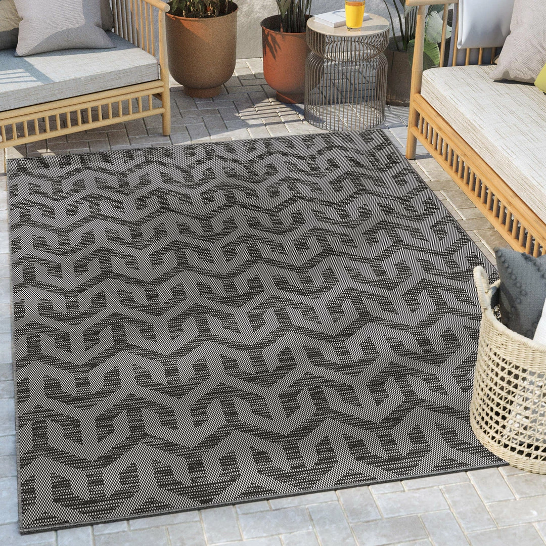 Well Woven Atlantis Modern Stripes Indoor/Outdoor Grey Flat-Weave Rug 1 Well Woven Atlantis Modern Stripes Indoor/Outdoor Grey Flat-Weave Rug