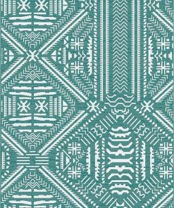Well Woven Khalo Tribal Indoor/Outdoor Teal Blue Flat-Weave Rug