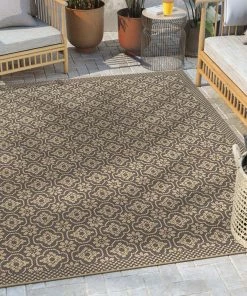Well Woven Manola Moroccan Trellis Indoor/Outdoor Beige Flat-Weave Rug