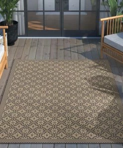 Well Woven Manola Moroccan Trellis Indoor/Outdoor Beige Flat-Weave Rug