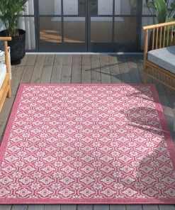 Well Woven Manola Tribal Indoor/Outdoor Fuschia Flat-Weave Rug