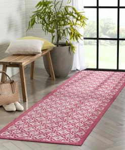 Well Woven Manola Tribal Indoor/Outdoor Fuschia Flat-Weave Rug