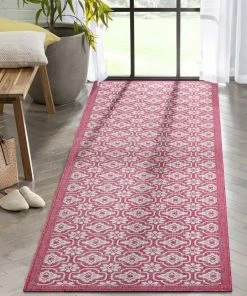 Well Woven Manola Tribal Indoor/Outdoor Fuschia Flat-Weave Rug