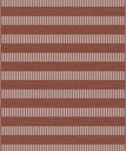 Well Woven Stria Modern Stripes Indoor/Outdoor Coral Flat-Weave Rug