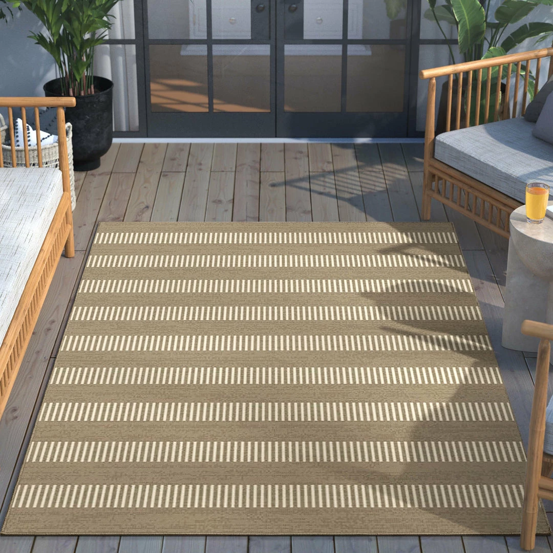 Well Woven Stria Modern Stripes Indoor/Outdoor Beige Flat-Weave Rug 3 Well Woven Stria Modern Stripes Indoor/Outdoor Beige Flat-Weave Rug