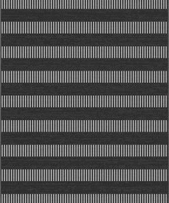 Well Woven Stria Modern Stripes Indoor/Outdoor Black Flat-Weave Rug
