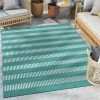 Well Woven Stria Modern Stripes Indoor/Outdoor Blue Flat-Weave Rug