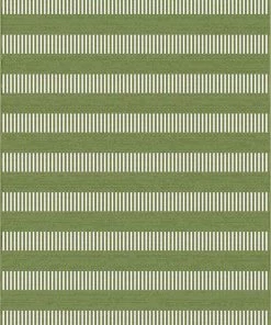 Well Woven Stria Modern Stripes Indoor/Outdoor Green Flat-Weave Rug
