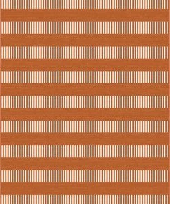 Well Woven Stria Modern Stripes Indoor/Outdoor Orange Flat-Weave Rug